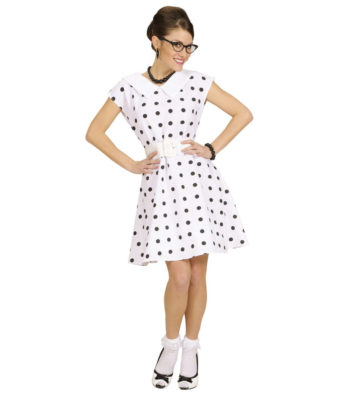 déguisement années 50, robe années 50 déguisement, costume années 50 femme, costume années 60 femme, déguisement années 60 femme, robe à pois déguisement femme, déguisement rock femme, déguisement sixties femme Déguisement Années 50 Blanc