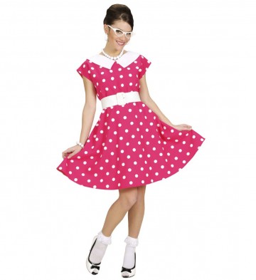 déguisement années 50, robe années 50 déguisement, costume années 50 femme, costume années 60 femme, déguisement années 60 femme, robe à pois déguisement femme, déguisement rock femme, déguisement sixties femme Déguisement Années 50 Rose