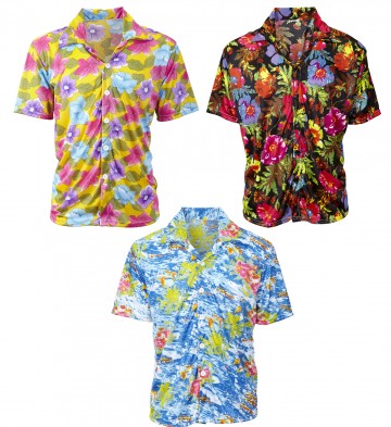 chemise hawaï homme, chemise hawaïenne homme, accessoire hawaï déguisement, soirée hawaï, accessoire déguisement soirée tropicale, colliers hawaïens, déguisement hawaïen homme Chemise Hawaï, 3 modèles