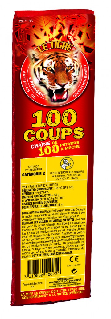 pétards, pétards et fumigènes, pyragric, acheter des pétards à paris Pétards, Mitraillette 100 Coups, Le Tigre