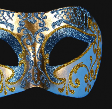 masque vénitien, loup vénitien, masque carnaval de venise, véritable masque vénitien, accessoire carnaval de venise, déguisement carnaval de venise, loup vénitien fait main Vénitien, Brillante, Bleu et Or