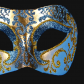 masque vénitien, loup vénitien, masque carnaval de venise, véritable masque vénitien, accessoire carnaval de venise, déguisement carnaval de venise, loup vénitien fait main Vénitien, Brillante, Bleu et Or