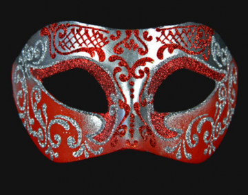 masque vénitien, loup vénitien, masque carnaval de venise, véritable masque vénitien, accessoire carnaval de venise, déguisement carnaval de venise, loup vénitien fait main Vénitien, Brillante, Rouge et Argent