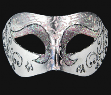 masque vénitien, loup vénitien, masque carnaval de venise, véritable masque vénitien, accessoire carnaval de venise, déguisement carnaval de venise, loup vénitien fait main Vénitien, Brillante, Blanc Nacre et Argent