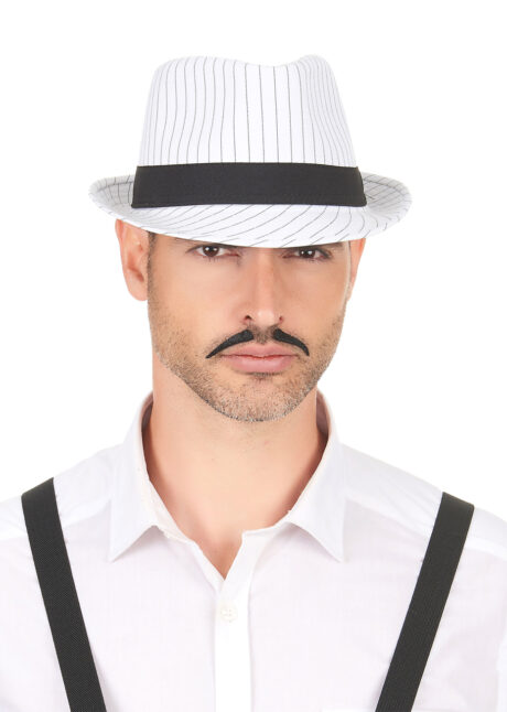 chapeaux borsalino, chapeau borsalino, chapeaux années 30, accessoires déguisements années 30, chapeaux paris, chapeaux de gangster, Chapeau Borsalino, blanc à rayures noires