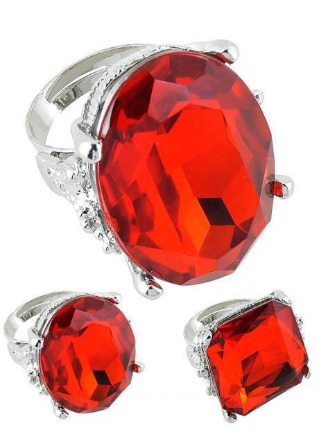 bague fausse pierre précieuse, bague de déguisement, bague de fête pas cher, bague de cardinal, bague faux diamant, grosse bague pas cher, bagues avec fausses pierres, Bague Fashion Ring, Rouge