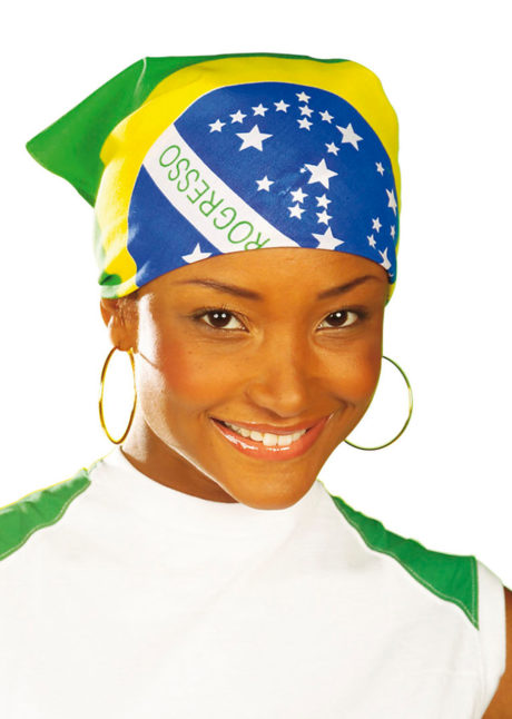 bandana brésilien, bandana brésil, drapeau du brésil, soirée brésilienne, accessoire brésil, Bandana Brésil
