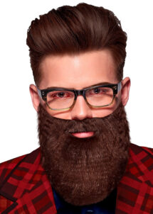 fausse barbe châtain, barbe châtain, postiche, barbe moustache