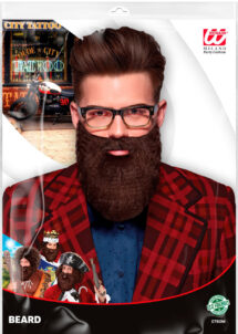 fausse barbe châtain, barbe châtain, postiche, barbe moustache