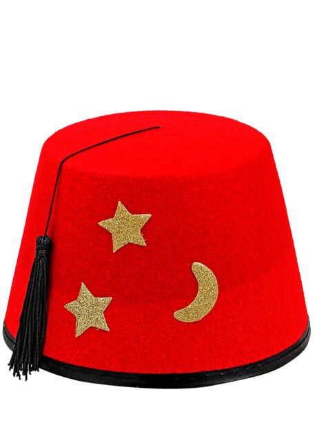 chapeau fez, chapeau turc, chapeau oriental, chapeaux fez, Chapeau Fez Etoiles, Rouge ou Noir