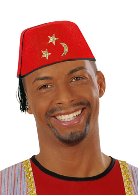 chapeau fez, chapeau turc, chapeau oriental, chapeaux fez, Chapeau Fez Etoiles, Rouge ou Noir