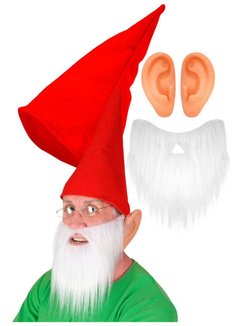 kit chapeau de nain, barbe de nain, oreilles de lutin, chapeau de lutin, Kit de Nain Adulte, Bonnet, Barbe et Oreilles