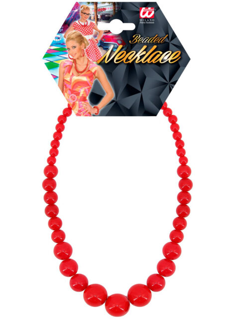 collier perles rouges plastique, collier disco, collier de marge simpson, collier de perles déguisement, collier déguisement, collier de perles pour soirées déguisées, faux collier de perles déguisement, Collier de Perles Rouges