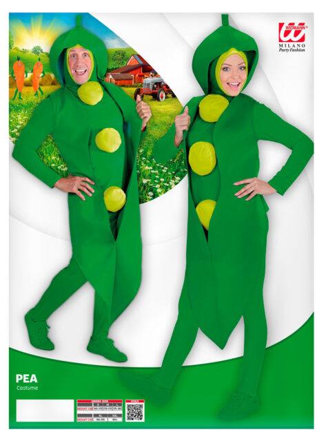 déguisement petit pois, déguisement légume adulte, costume légume, Déguisement de Petit Pois