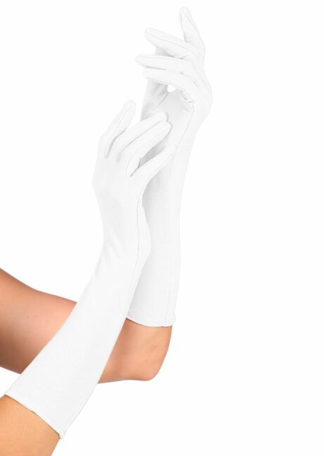 gants blancs déguisement, gants blancs femme, gants blancs longs, Gants Blancs en Élasthanne, 37 cm