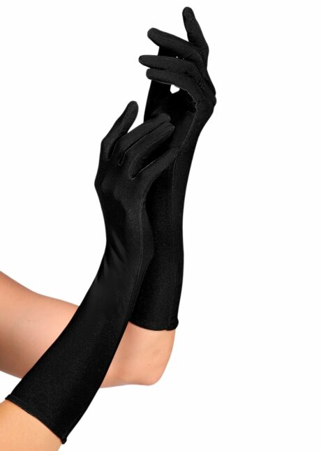 gants noirs femme, gants longs noirs pour femme, Gants Noirs en Élasthanne, 37 cm