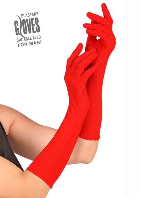 gants rouges, gants longs rouges, Gants Rouges, en Elasthane, 40 cm