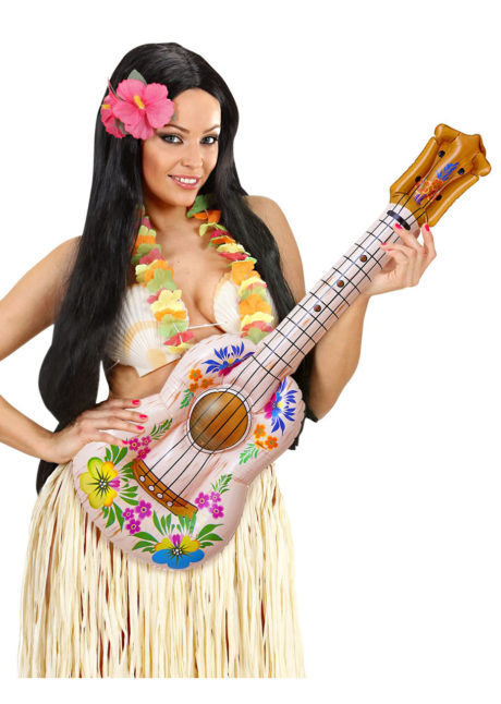 ukulele gonflable, accessoire hawaï déguisement, accessoire déguisement hawaï, accessoire instrument musique, faux instrument de musique, fausse guitare gonflable, fausse guitare déguisement, Ukulele Gonflable