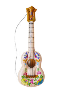 ukulele gonflable, accessoire hawaï déguisement, accessoire déguisement hawaï, accessoire instrument musique, faux instrument de musique, fausse guitare gonflable, fausse guitare déguisement