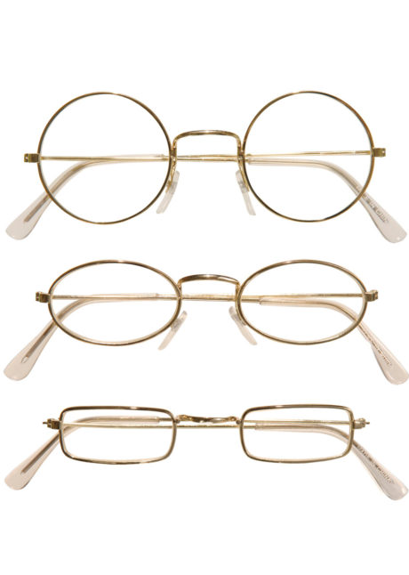 lunettes dorées, lunettes père Noel, lunettes déguisements, lunettes déguisement vieux, Lunettes Dorées, 3 Montures