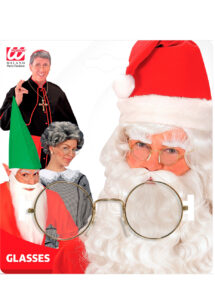 lunettes rondes, lunettes fines dorées, lunettes Père Noël, lunettes vieil homme