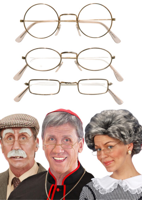 lunettes fines dorées, lunettes personnages, lunettes Père Noël, Lunettes Dorées, Rondes, Ovales ou Rectangulaires