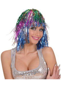 perruque disco, perruque lamé, perruque multicolore, perruque années 80, Perruque Lamé 80, Multicolore