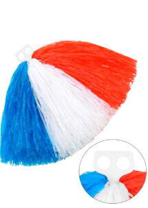 Pompon cheerleader tricolore, pompon de pompom girl bleu blanc rouge, Pompon de Pom Pom Girl, Anneaux, Bleu, Blanc, Rouge