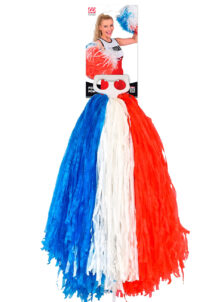 Pompon cheerleader tricolore, pompon de pompom girl bleu blanc rouge