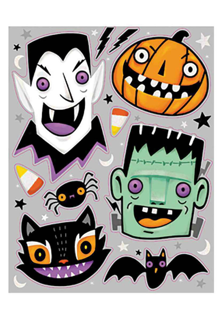 Gommettes Autocollantes Autocollants Fenêtre Halloween - Lot De 9 Feuilles - Vampires, Citrouilles, Chauves-souris Decoration Halloween Vitre