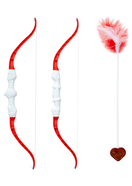 Arc Et Flèches De Cupidon De Conte De Fées Contre La Forme De Coeur Et L' ensemble De Conception De Fleur Rose - Collection De Contours Décoratifs De  Symbole De Jour De Valentines