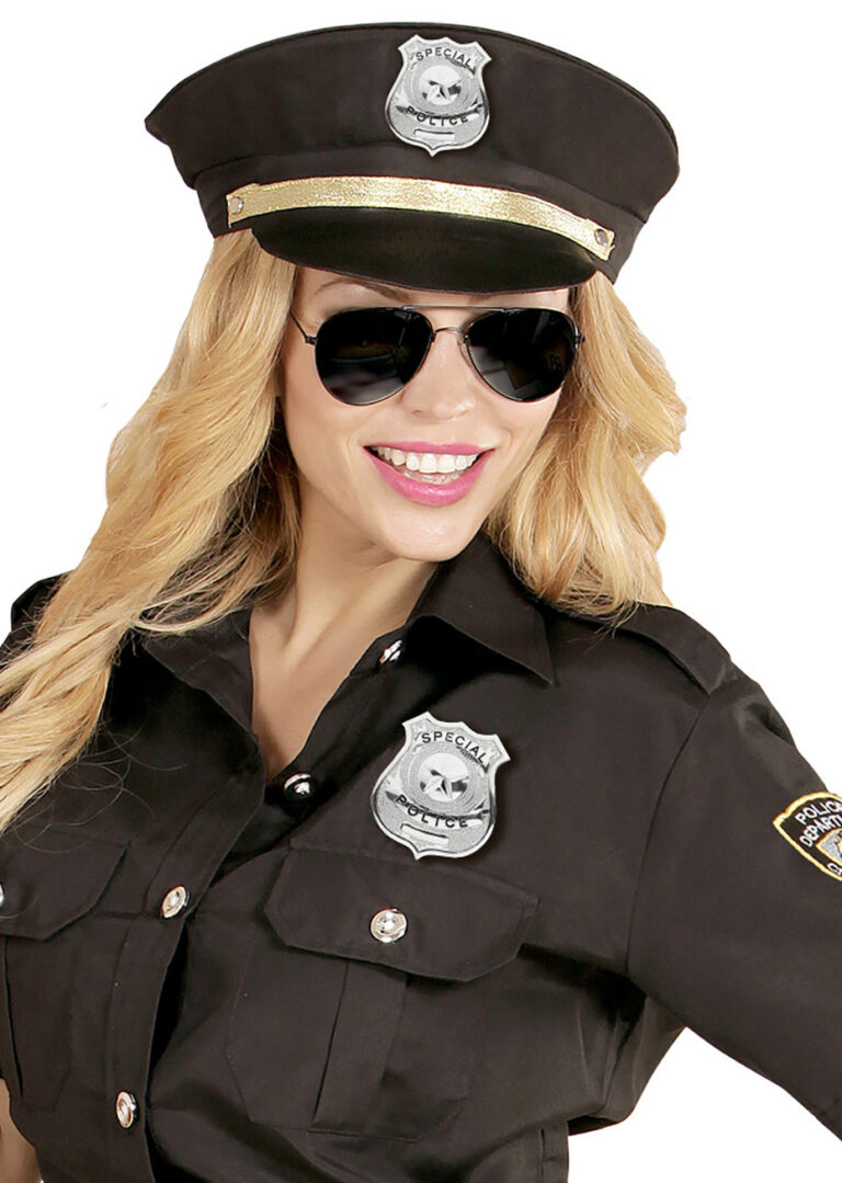 P'TIT CLOWN - Accessoire Déguisement Policier, Officier De Police Militaire Badge Insigne Holster Pour Completer Tenue Carnaval Cosplay Fete Costumee Double Holster