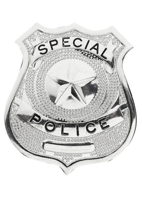 Badge Spécial Police en Métal Argent – Accessoire Déguisement, Badge Special Police, Argent