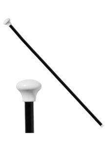 canne pommeau blanc déguisement, canne noire déguisement, canne de charlot déguisement, canne années 30, accessoire déguisement, accessoire cabaret, canne noire en plastique pas cher, canne pour déguisement