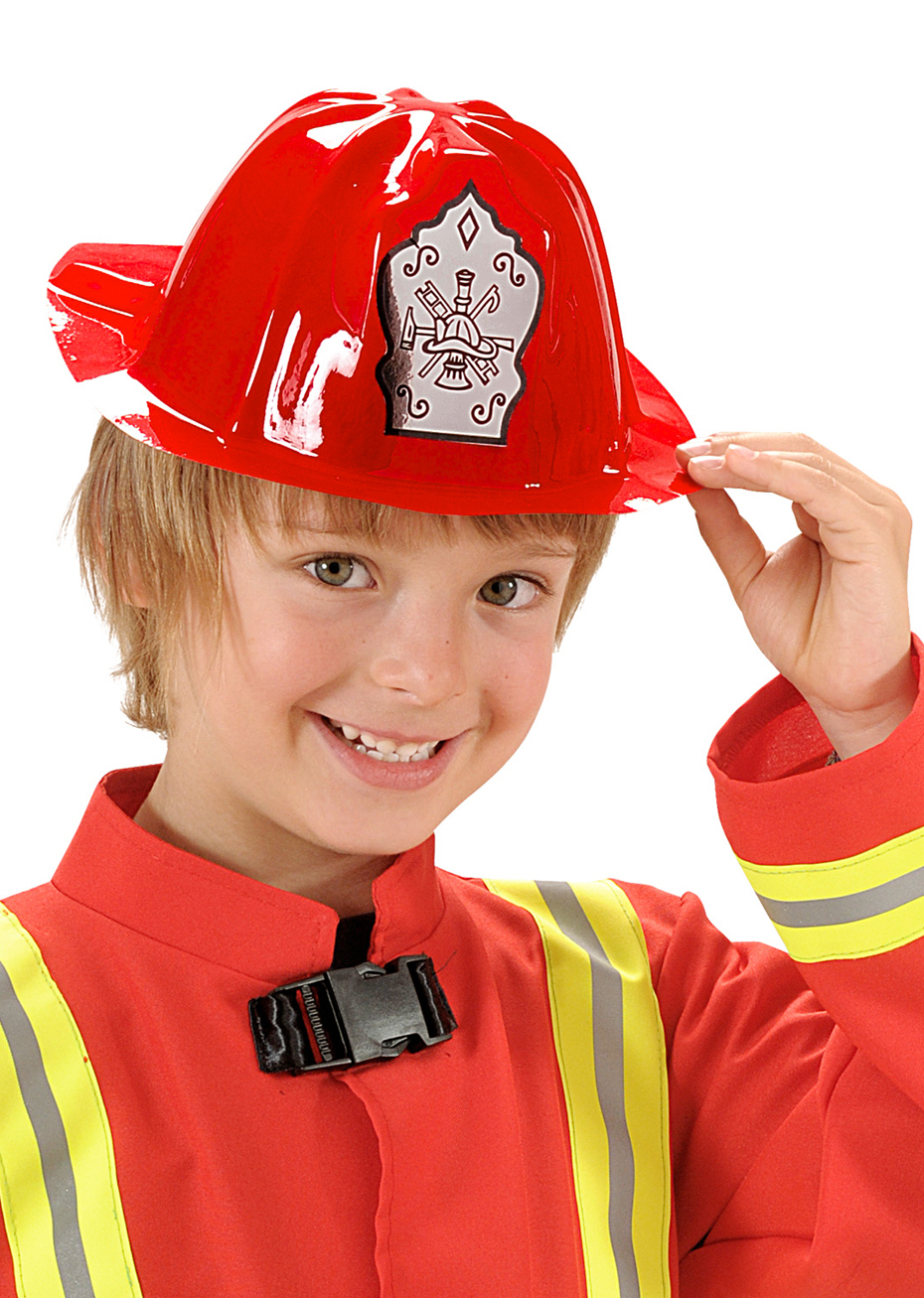 Chapeau De Pompier Pour Enfants – Casque Réglable, Badge, Simulation Réaliste – Pour Costume, Halloween – Taille Jusqu'à 50 Cm