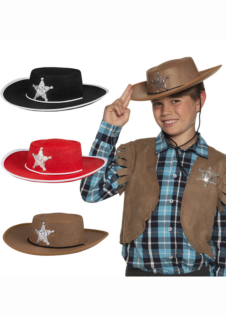 Chapeau de Cowboy Shérif, Noir, Enfant - Aux Feux de la Fête - Paris Chapeau de Cowboy Shérif, Noir, Enfant - Aux Feux de la Fête - Paris