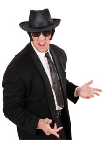 cravate blues brothers, cravate noire, cravate déguisement, accessoire déguisement, déguisement blues brothers, cravate noire fine, cravate de déguisement