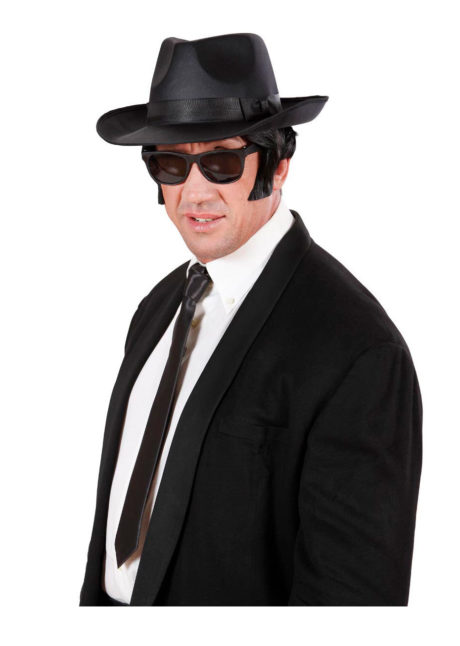 cravate blues brothers, cravate noire, cravate déguisement, accessoire déguisement, déguisement blues brothers, cravate noire fine, cravate de déguisement, Cravate Noire, Blues Brothers