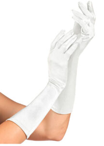 gants blancs satin, gants longs blancs, gants années 30, Gants Blancs, en Elasthane Satin, 40 cm