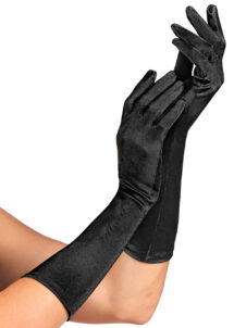 gants noirs satin, gants mi longs noirs, gants noirs en satin, Gants Noirs, en Elasthane Satin, 40 cm