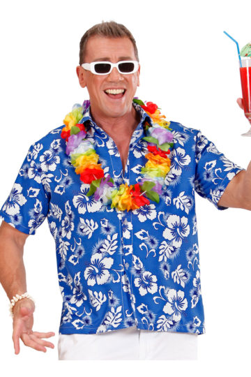 chemise hawaï homme, chemise hawaïenne homme, accessoire hawaï déguisement, soirée hawaï, accessoire déguisement soirée tropicale, colliers hawaïens, déguisement hawaïen homme Chemise Hawaïenne, Bleue