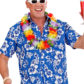 chemise hawaï homme, chemise hawaïenne homme, accessoire hawaï déguisement, soirée hawaï, accessoire déguisement soirée tropicale, colliers hawaïens, déguisement hawaïen homme Chemise Hawaïenne, Bleue
