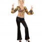 déguisement soirée disco, déguisement disco, pantalon pattes d'eph, pantalon disco femme, costume disco femme, costume années 80 déguisement, pantalon pattes d'éléphant déguisement, accessoire déguisement disco Déguisement Disco, Pantalon Fluide Noir