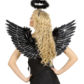 ailes de déguisement, ailes pour se déguiser, ailes d'anges noires, ailes d'ange noir, ailes en plumes, ailes noires, accessoire halloween, ailes de démon Ailes d’Ange en Plumes, Noires et Argent