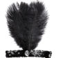 bandeau charleston noir, bandeau charleston, bandeau à plumes, accessoire déguisement, accessoire années 30, accessoire cabaret, bandeau charleston, bandeau années 30, bandeau années 20, déguisement charleston, accessoire déguisement charleston Bandeau Charleston à Plumes, Noir avec Pierre