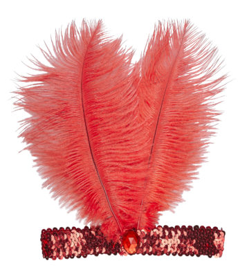 bandeau charleston rouge, bandeau charleston, bandeau à plumes, accessoire déguisement, accessoire années 30, accessoire cabaret, bandeau charleston, bandeau années 30, bandeau années 20, déguisement charleston, accessoire déguisement charleston Bandeau Charleston à Plumes, Rouge