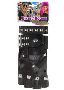 bijoux de biker, faux bijoux rock, faux bijoux à clous, bijoux à clous, bijoux halloween, mitaines simili cuir, bijoux déguisement, déguisement de rocker, déguisement de biker, bracelets à pics, accessoires de punk