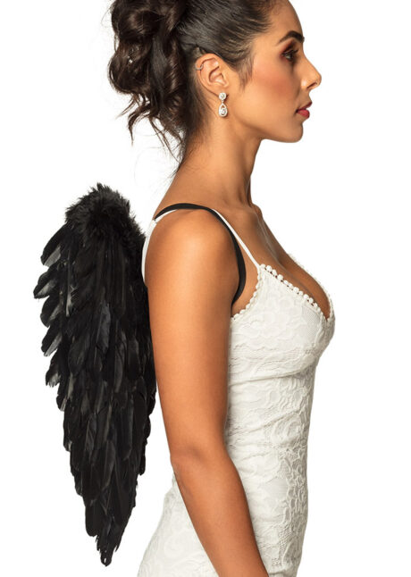 ailes d'ange noir, ailes noires, ailes plumes noires, Ailes d’Ange en Plumes Noires, 50 cm