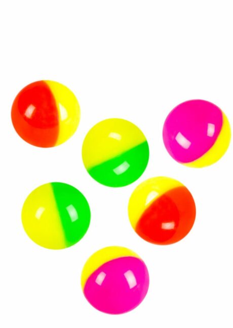 BALLE REBONDISSANTE JOUETS PINATA, balles rebondissantes, Balles Rebondissantes Bicolores Fluo – Lot de 6 Jouets à Pinata
