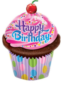 ballon anniversaire, ballon hélium, ballon aluminium, ballon cupcake, ballon fille